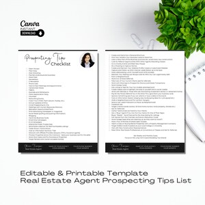 Real Estate Agent Prospecting Checklist: Editable Realtor Marketing (Canva PDF)