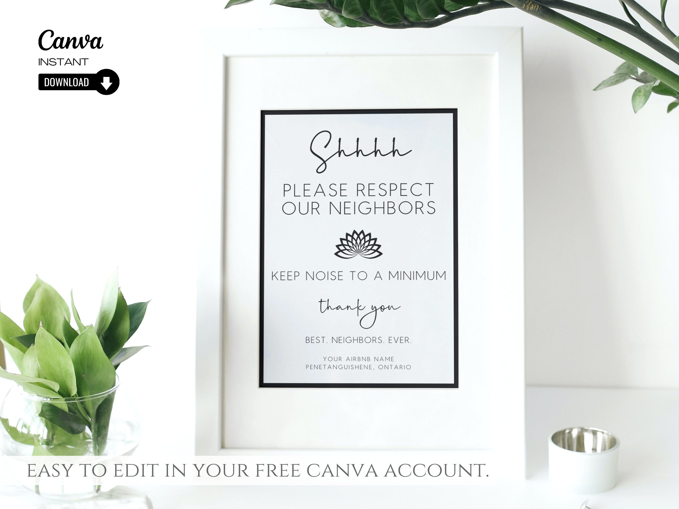 Airbnb Respect the Neighbors Sign Airbnb Noise Rules Sign Etsy