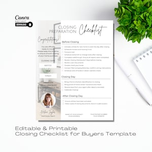 Closing Checklist for Buyer, Real Estate Templates, Real Estate Checklist, Buyer Closing Day Checklist, Buyer Checklist, Disclosure, Canva