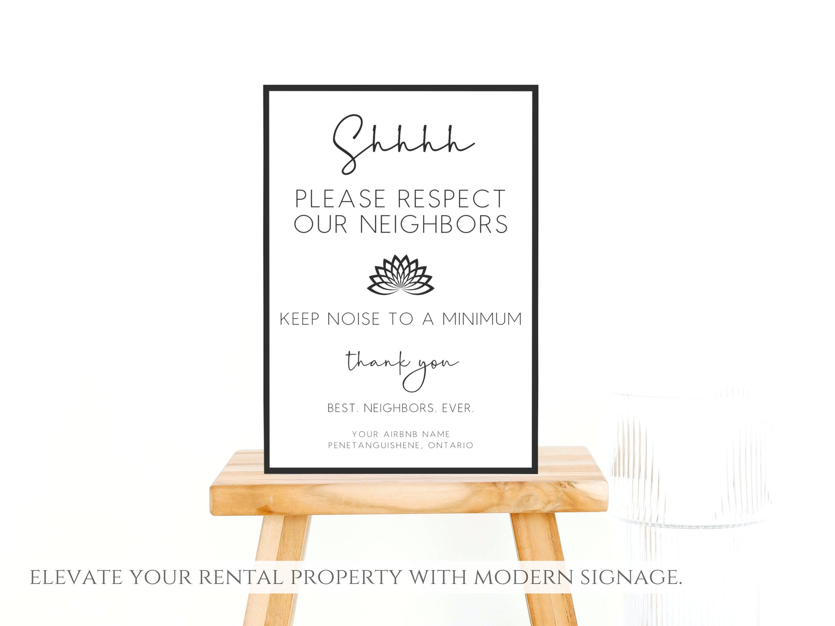 Airbnb Respect the Neighbors Sign Airbnb Noise Rules Sign Etsy