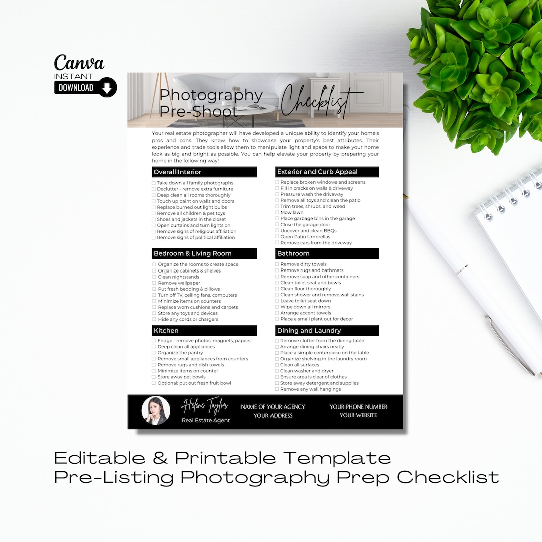 Pre-listing Checklist Real Estate Guide, Sellers Guide, Digital Download,  Canva Template 