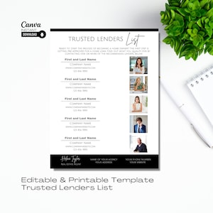 Editable Lender Recommendations Template: Real Estate Marketing (Canva)