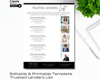 Editable Lender Recommendations Template: Real Estate Marketing (Canva)