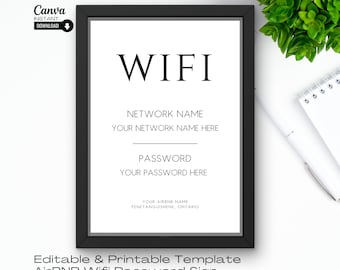 Editable Airbnb Wifi Password Sign Template (Digital Download)
