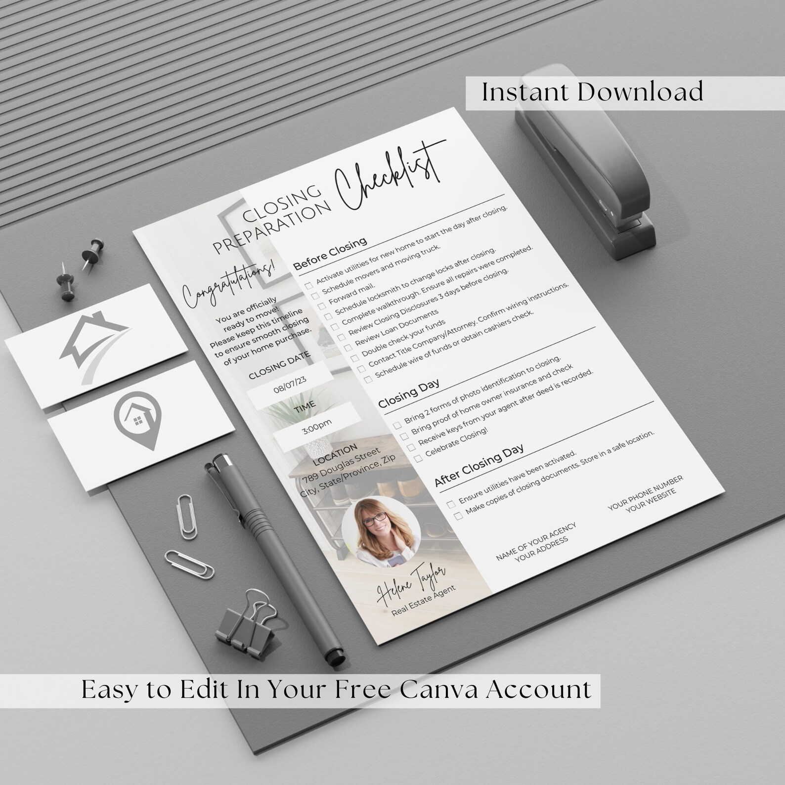 Real Estate Buyer Closing Checklist Template (canva Editable) - Etsy