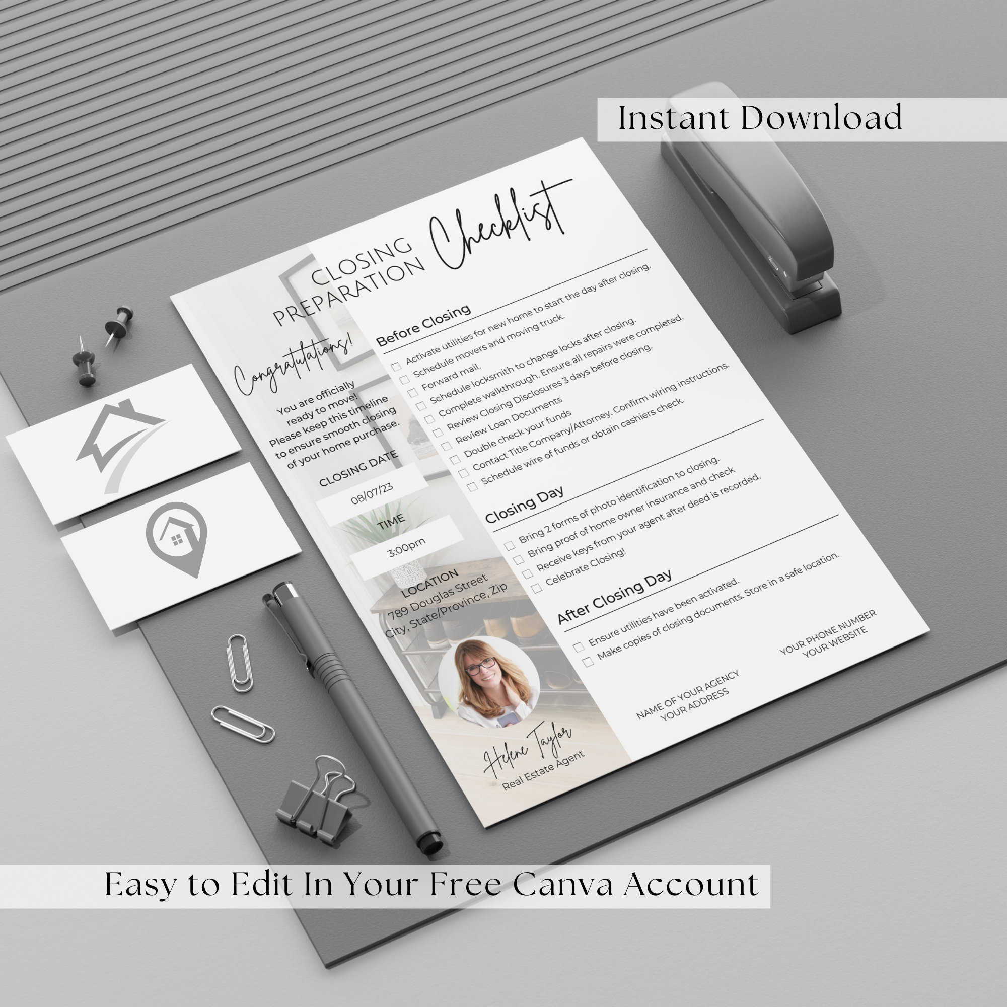 Real Estate Buyer Closing Checklist Template (canva Editable) - Etsy
