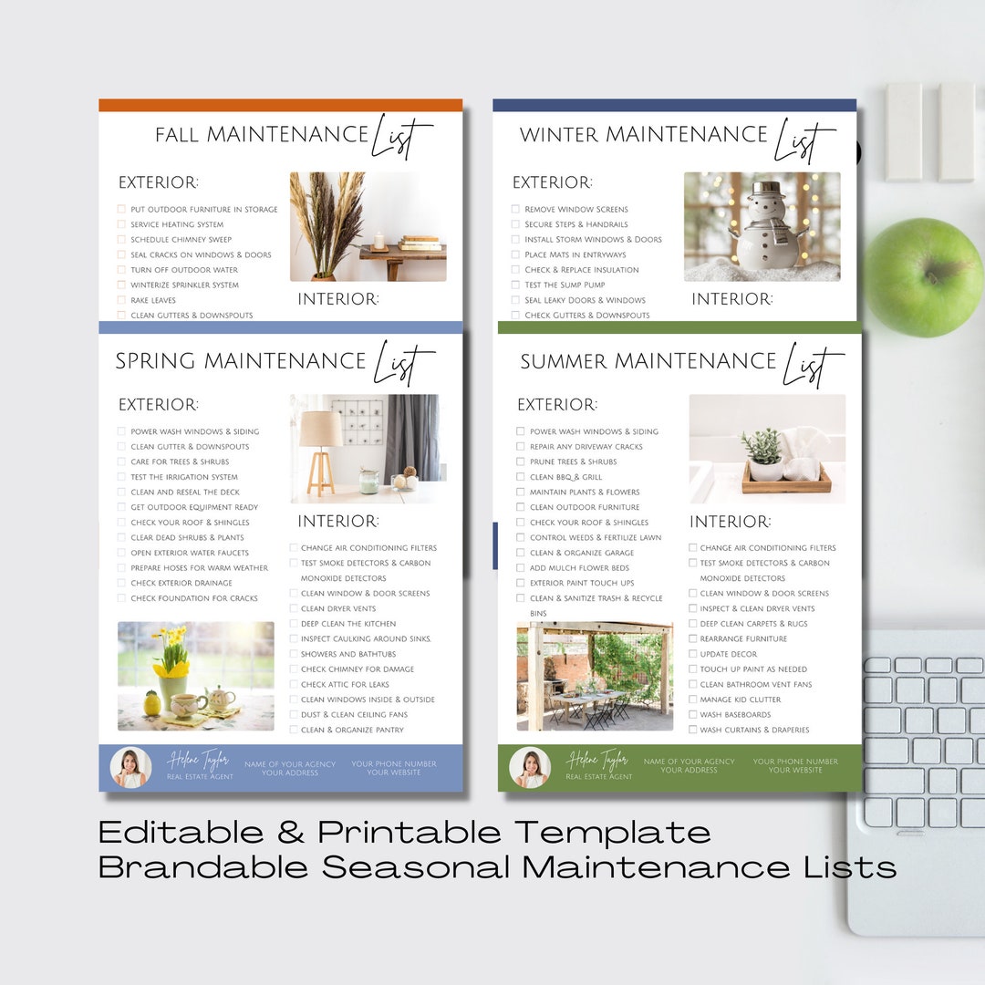 Real Estate Home Maintenance Checklist Bundle (canva Template) - Etsy