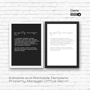 Property Manager Definition Art Print: Modern Office Decor (Canva Template)