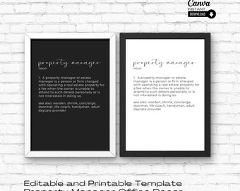 Property Manager Definition Poster, Property Manager Office Decor, Property Manager Office Wall Art, Office Sign, Property Manager Gift