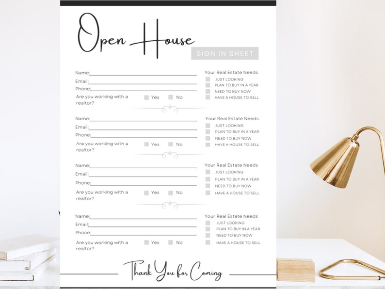 Open House Sign in Sheet Printable Realtor Open House Form - Etsy