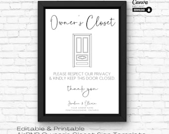 AirBNB Owner's Closet Sign, AirBNB Keep Out Sign Template, AirBNB Owners Closet Sign, Privacy Sign, Do Not Open, Rental Property Sign