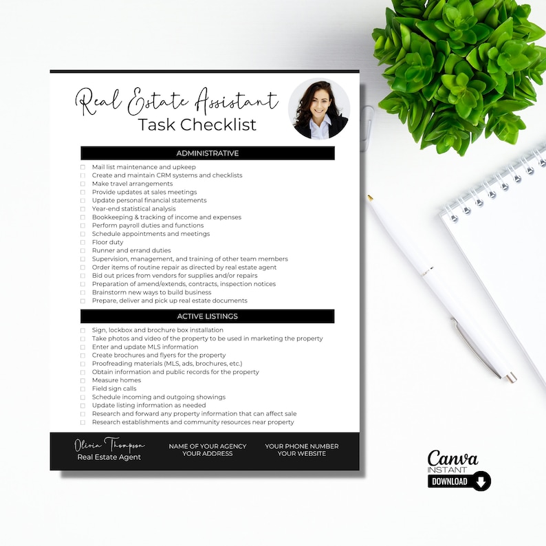 Real Estate Agent Assistant Checklist, Transaction Coordinator Duty
