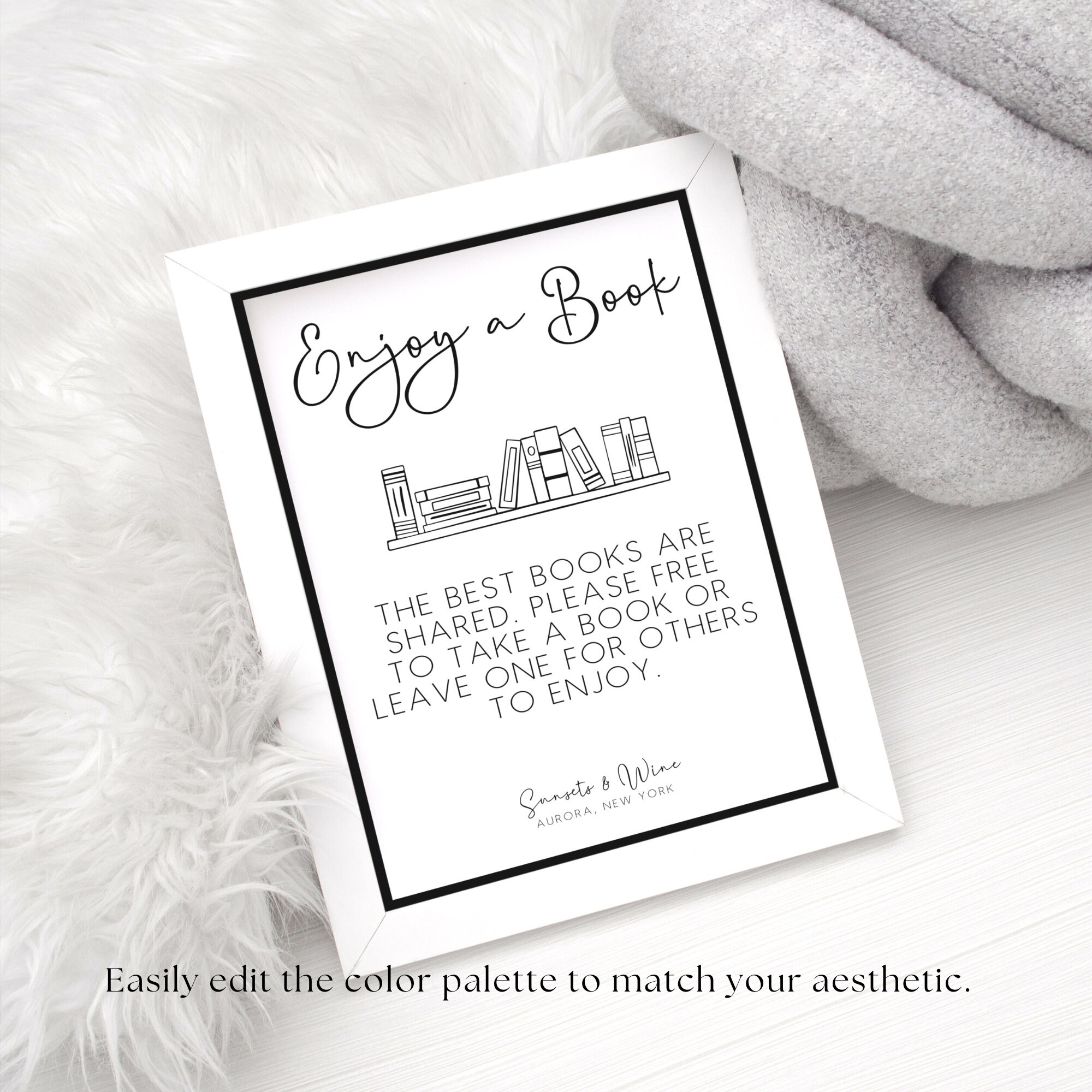 Editable Airbnb Reading Library Sign, Printable Home Library Sign