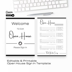 Realtor Open House Sign-In Sheet: Editable Canva Template (Instant Download)