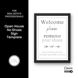 Editable No Shoes Sign Template: Open House Welcome (Printable)