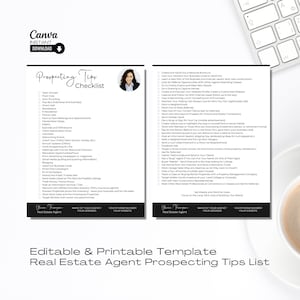 Real Estate Agent Prospecting Checklist, Realtor Prospecting Checklist, Editable Task Checklist, Real Estate To Do List, Realtor Marketing