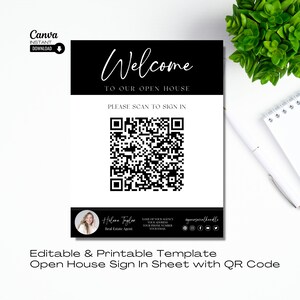 Realtor Open House Sign-In Sheet with QR Code (Canva Template)