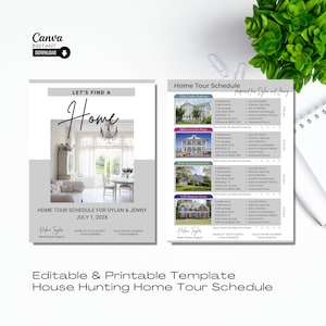 Real Estate Home Tour Schedule Template: House Hunting Guide (Canva, Digital Download)