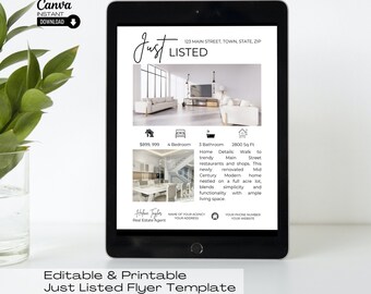 Editable Real Estate Flyer Template: Just Listed, Open House (Digital Download)