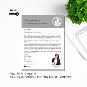 Folleto de prospección de FSBO, carta de venta por propietario, carta de agricultura inmobiliaria, folleto inmobiliario, plantilla inmobiliaria, Canva