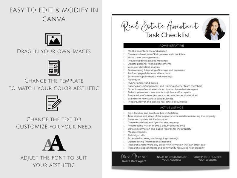 Real Estate Agent Assistant Checklist Transaction Coordinator Etsy