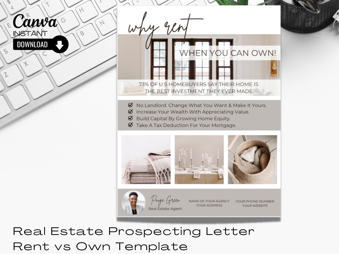 Why Rent Flyer Template Rent Vs Own Flyer Real Estate - Etsy