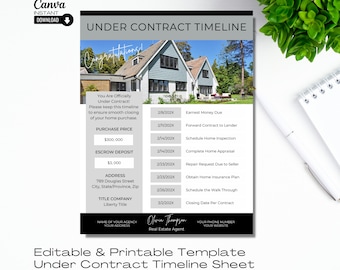 Real Estate Under Contract Timeline: Canva Template (Digital Download)