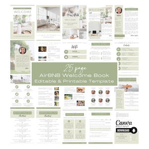 Airbnb Welcome Book Template, Editable Canva Welcome Guide, Air BNB House Manual, Superhost, VRBO Vacation Rental ebook, Canva Template