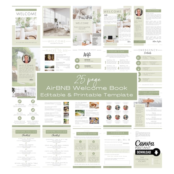 Editable Airbnb Welcome Book Template: Canva Vacation Rental Guide (Digital Download)