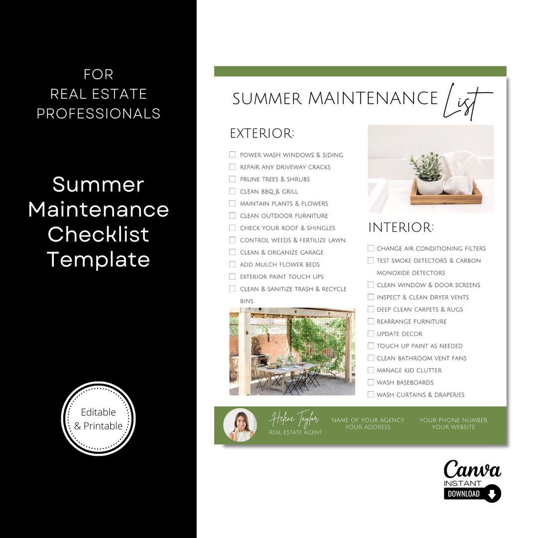 Real Estate Home Maintenance Checklist, Summer Home Maintenance