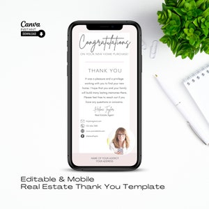 Real Estate Thank You Card: Textable Realtor Template (Canva)