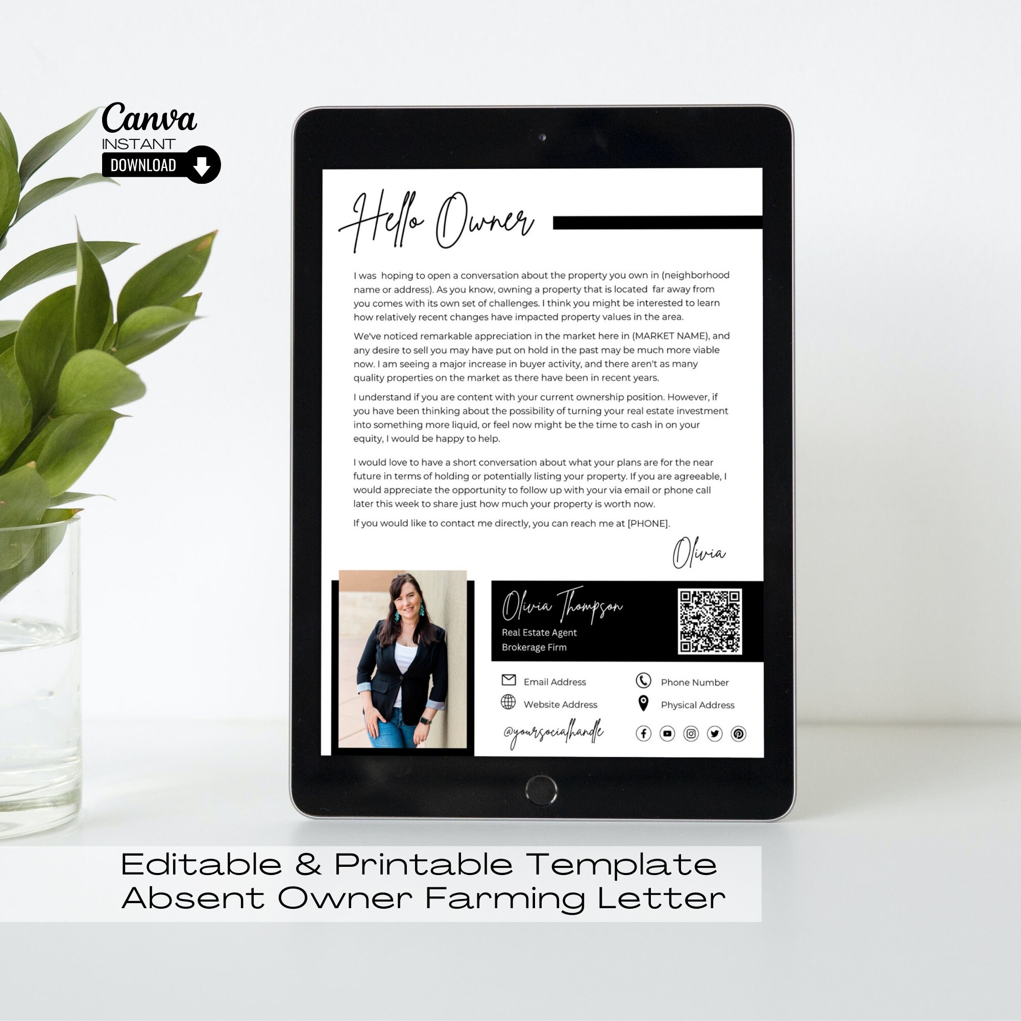 Editable Real Estate Absent Owner Letter Template, Printable Local ...
