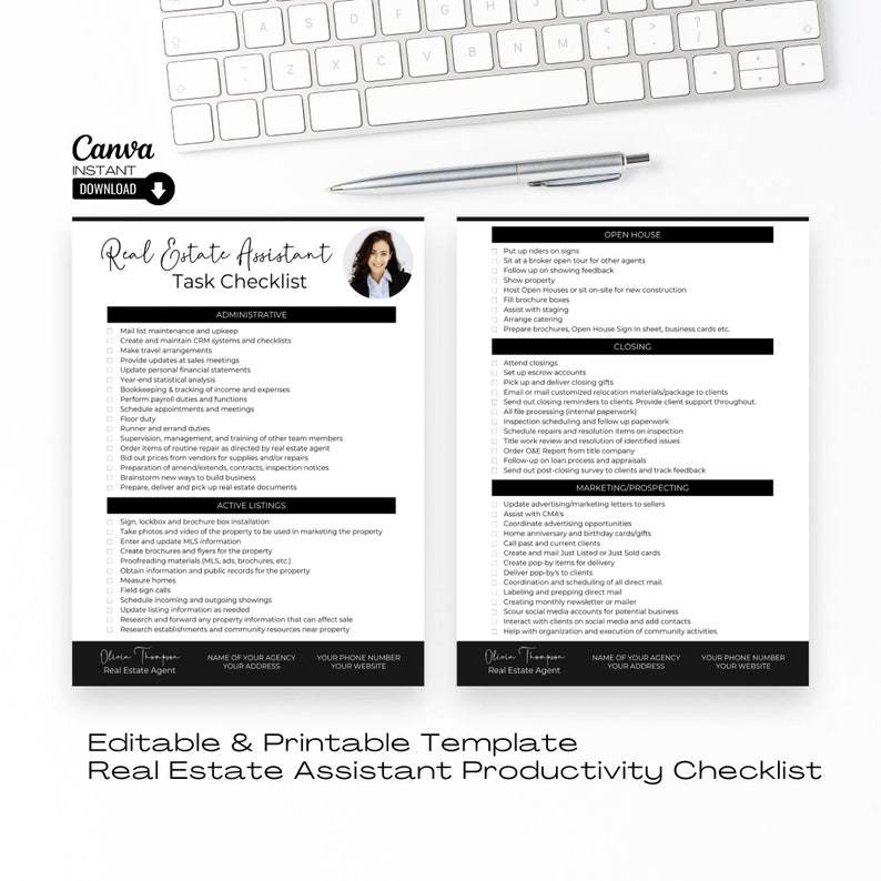 Real Estate Agent Assistant Checklist, Transaction Coordinator Duty