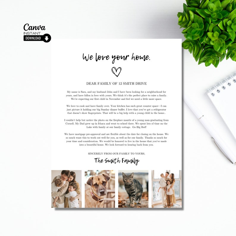 Editable Home Offer Letter, Printable Letter to Seller Real Estate Canva Template, Home Buyer, Dear Seller We Love Your Home, House Hunter image 2