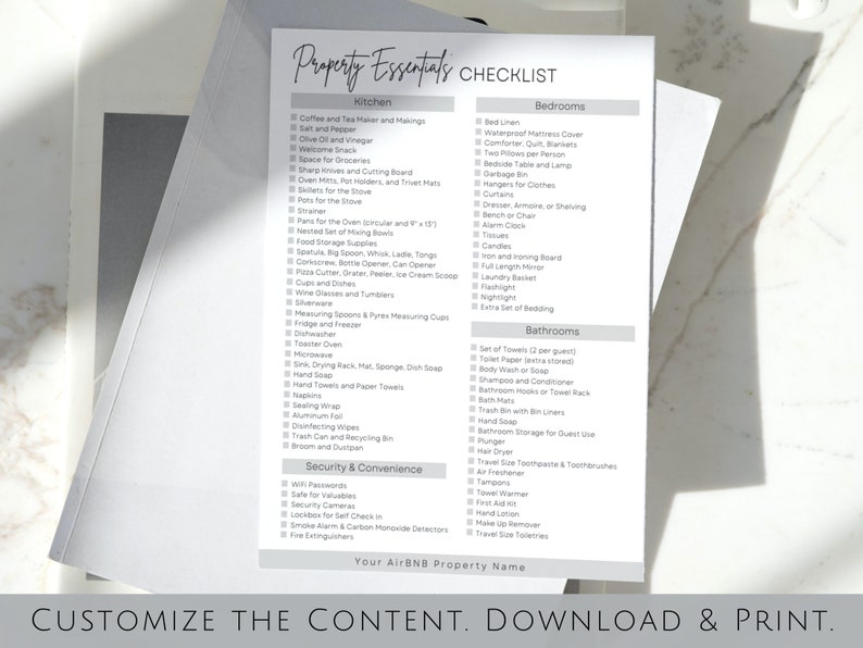 Airbnb Inventory Checklist Airbnb Essentials Checklist Etsy