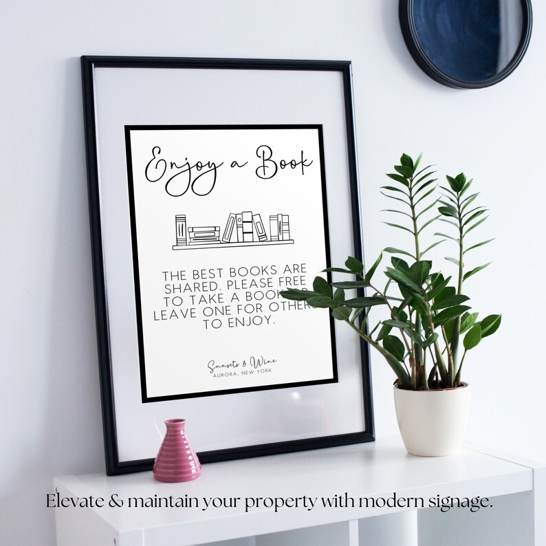 Editable Airbnb Reading Library Sign, Printable Home Library Sign