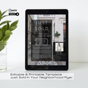 Real Estate Just Sold Flyer Template: Canva Editable (8.5x11&quot; PDF)