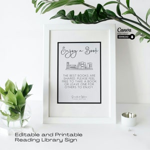 Editable AirBNB Reading Library Sign, Printable Home Library Sign, AirBNB Books Sign, Lending Library, VRBO Book Sharing Sign, Book Swap