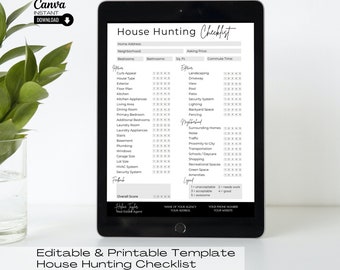 Real Estate House Hunting Checklist: Canva Template (Digital Download)