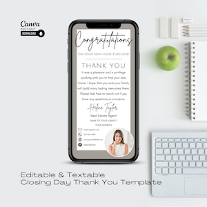 Real Estate Thank You Card: Textable Realtor Closing Template (Canva)