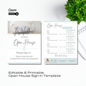 Realtor Open House Sign-In Sheet: Editable Canva Template (Instant Download)
