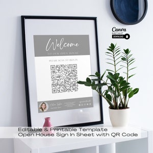 Realtor Open House Sign-In Sheet with QR Code (Canva Template)