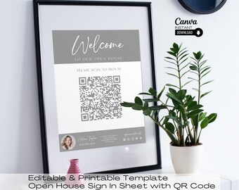 Realtor Open House Sign-In Sheet with QR Code (Canva Template)