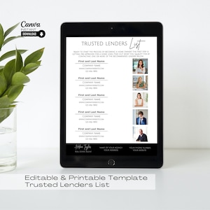 Real Estate Lender Recommendations: Editable Canva Template (PDF)