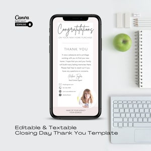 Real Estate Thank You Card: Closing Gift, Textable Template (Canva)