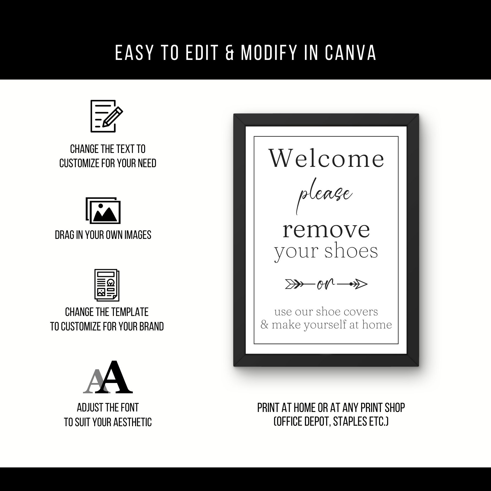 Editable No Shoes Sign, Remove Your Shoes Sign Template, Airbnb Sign ...
