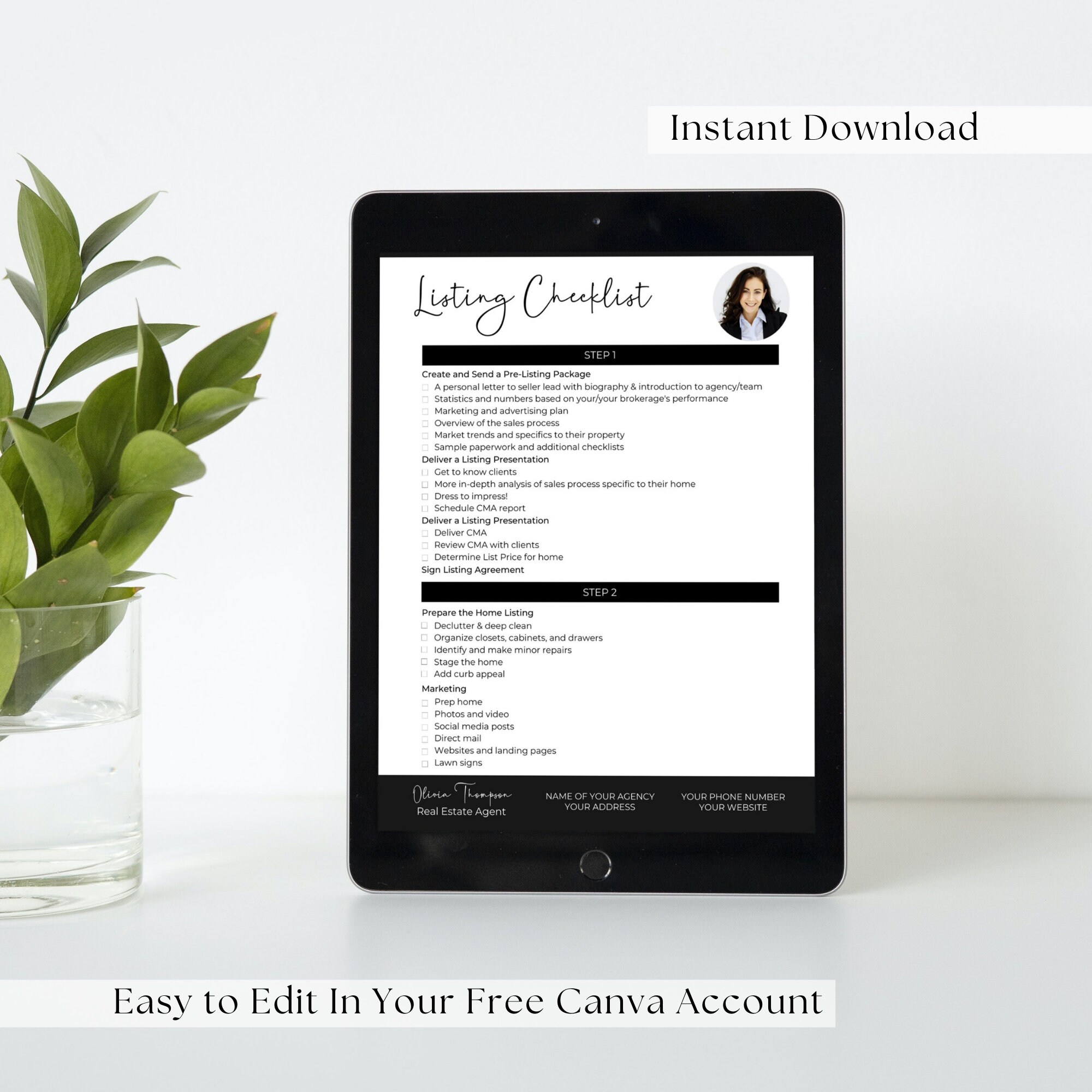 Real Estate Agent Listing Checklist: Editable Realtor Task List (canva ...
