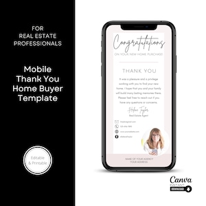 Digital Thank You Card, Textable Thank You Card, Real Estate Marketing, Real Estate Thank You, Closing Thank You, Canva Realtor Template