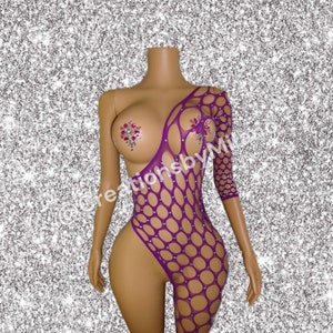 Purple Fishnet Exotic Dancewear
