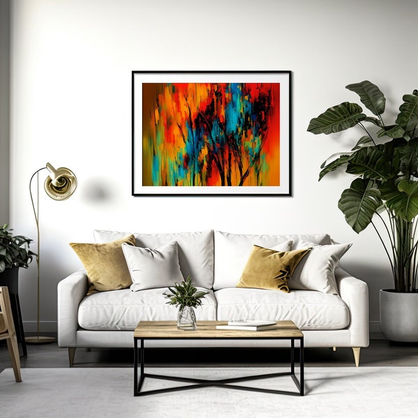 Vibrant Fusion: A Kaleidoscope of Colors! Abstract Art Digital Download for Bedroom Bathroom Dining Living Room Office 1708